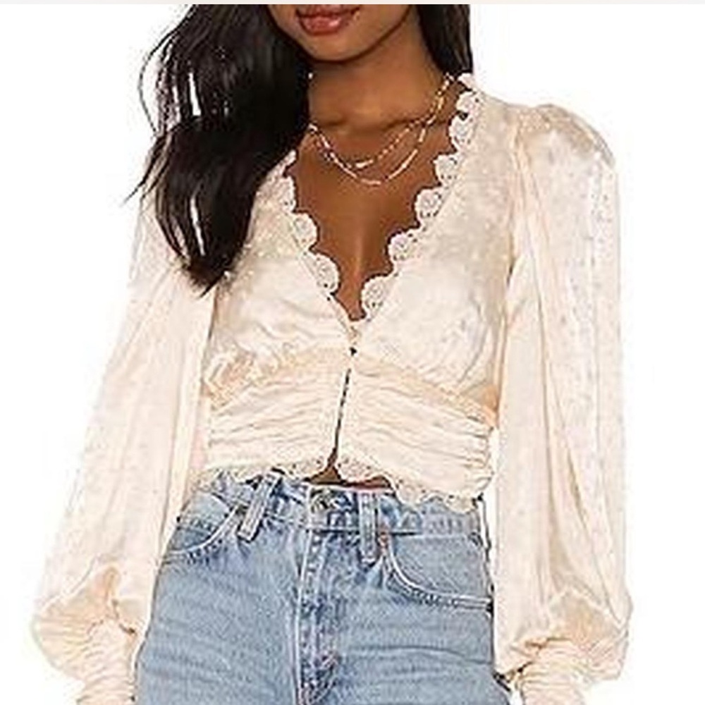 For love and lemons Natalie crop top in ivory